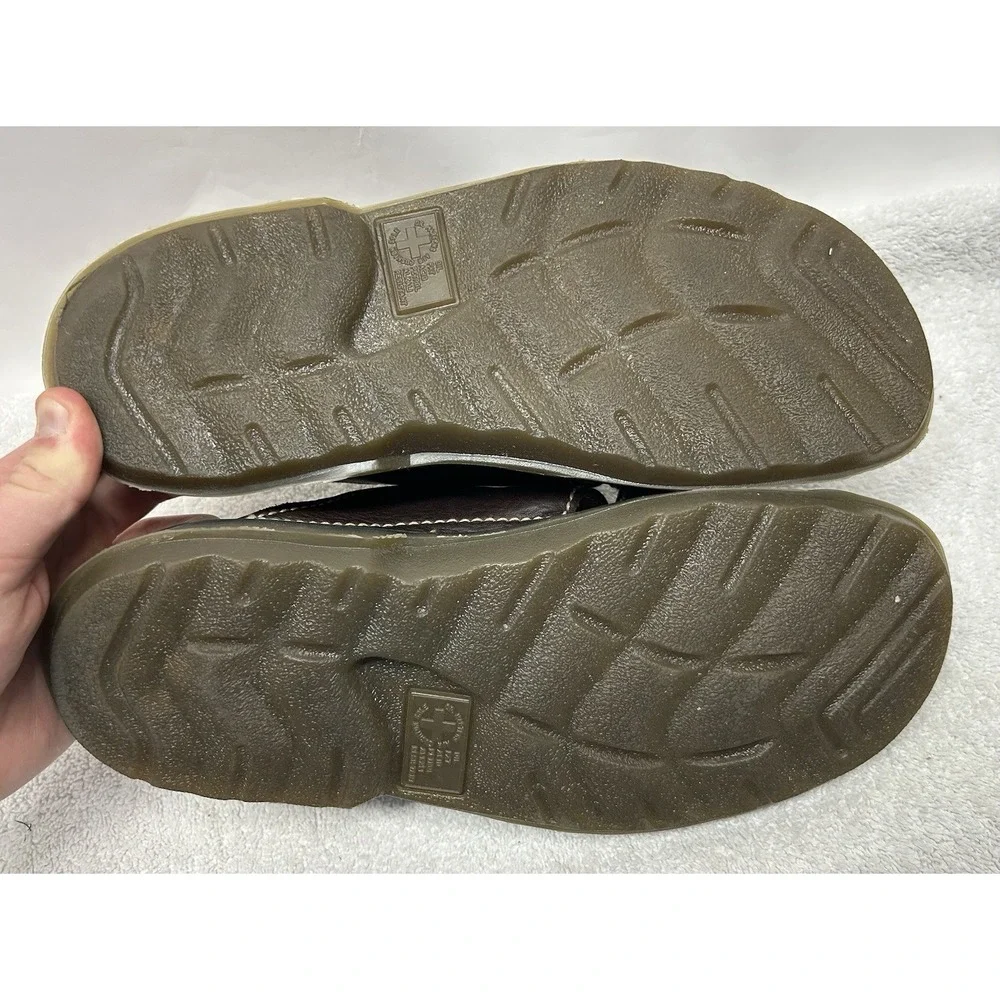 Dr Martens Mens Size 11 Dark Brown Leather Peanut Strap Vintage England Sandals